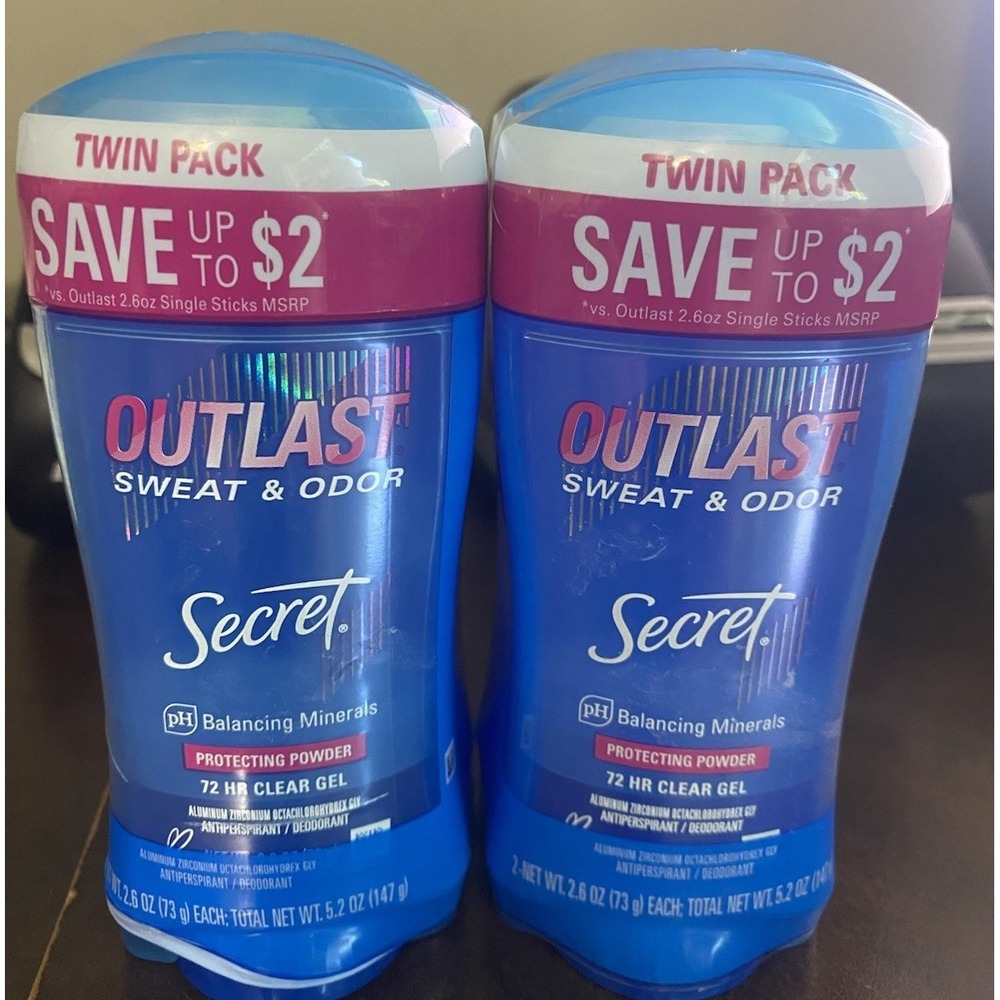 4 Pack! Secret Outlast 72 Hr Clear Gel Protecting Powder Deodorant 2.6 Oz ea